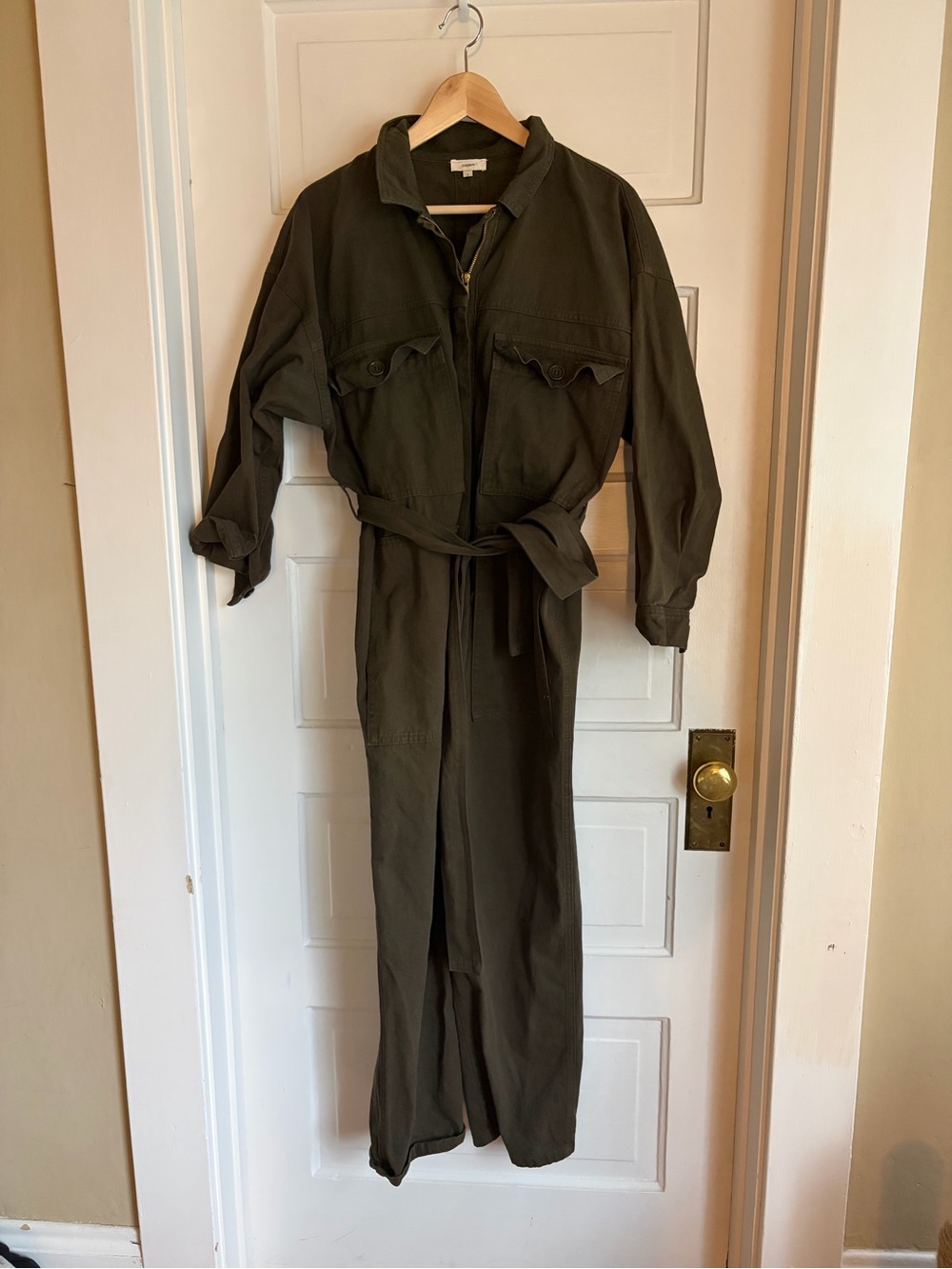 OZMA Olive Green Zip-Front Utility Jacket
